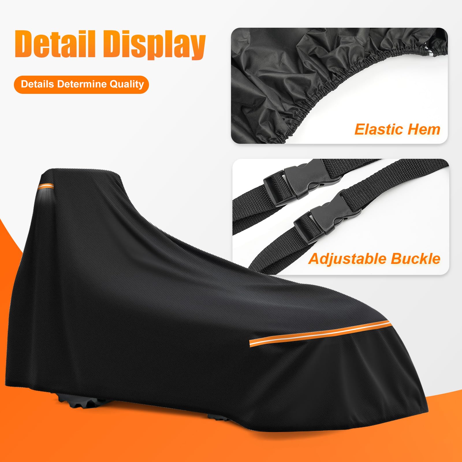 BIGACOVER adjustable buckles and elastic hem securing a snug fit