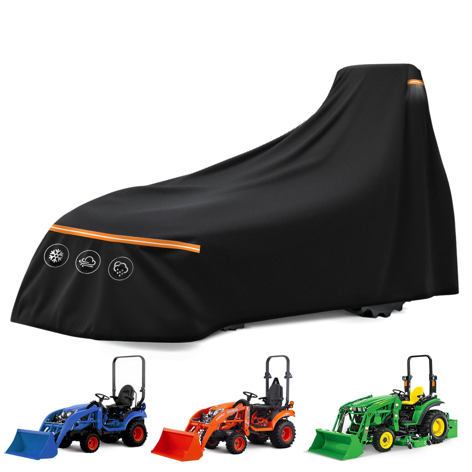 BIGACOVER front view on tractor showing full coverage and protection