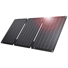 BigBlue folded 30W panel front view, compact for travel and quick setup