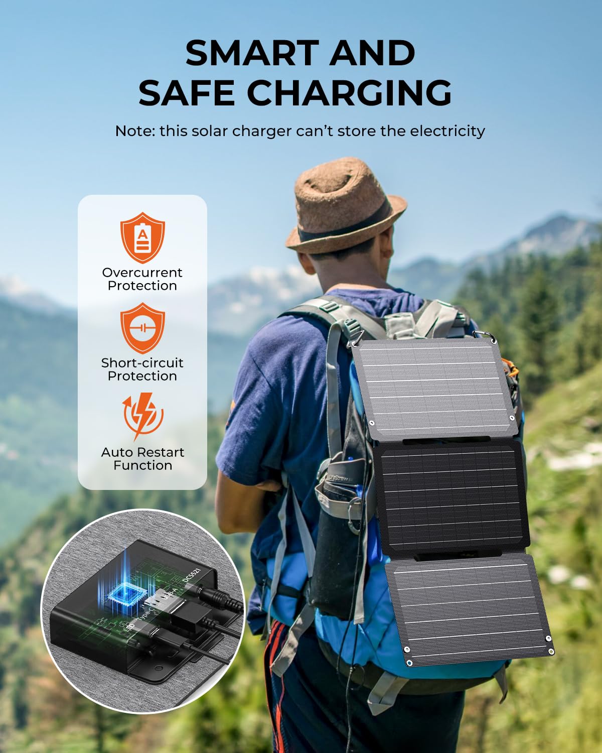 BigBlue included carabiners and USB-C cable for immediate outdoor use