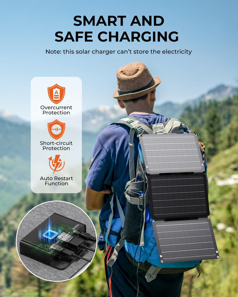 BigBlue included carabiners and USB-C cable for immediate outdoor use