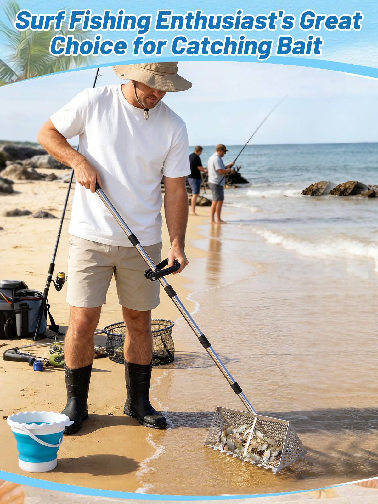 Biggun mesh sand scoop close-up showing durable stainless steel mesh
