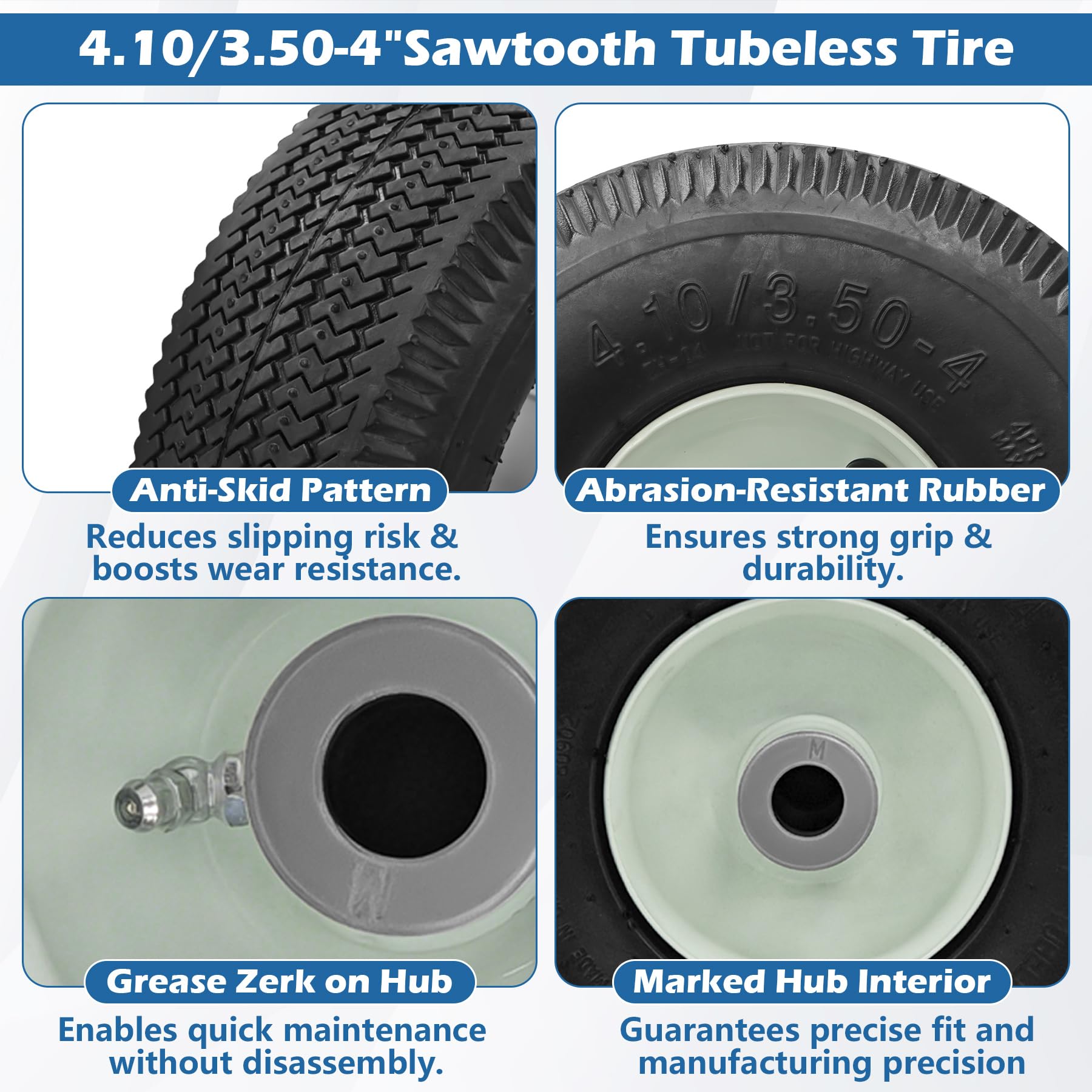BigHead hub showing grease zerk for easy lubrication and longer life
