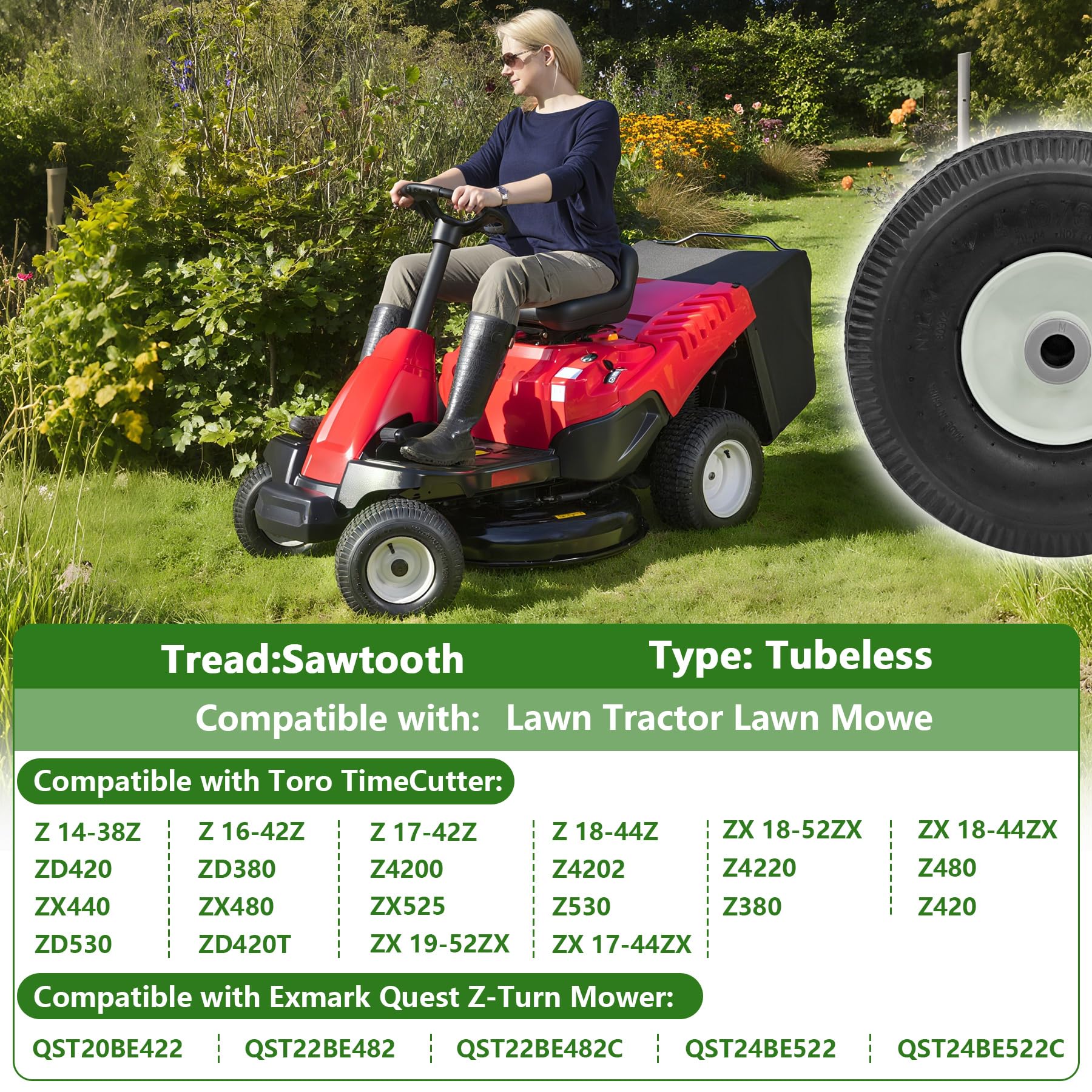 BigHead wheel mounted on mower caster demonstrating direct-fit replacement benefit