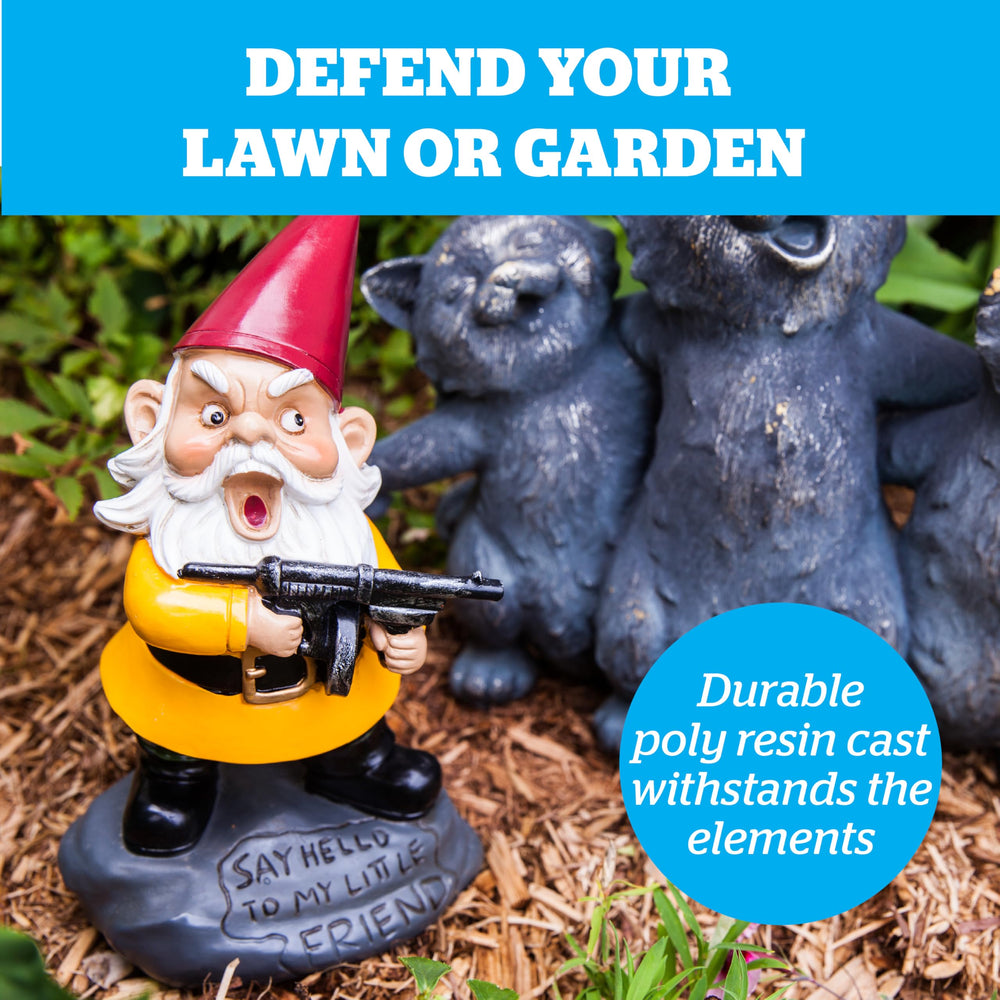 BigMouth Inc gnome on patio setting adding personality to outdoor decor