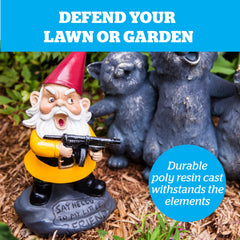 BigMouth Inc gnome on patio setting adding personality to outdoor decor
