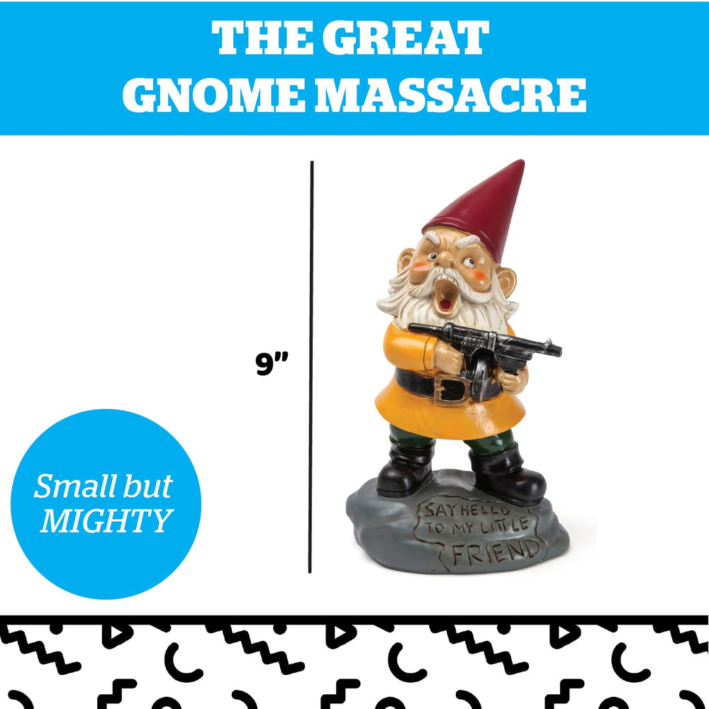 BigMouth Inc gnome size comparison with hand to show compact scale