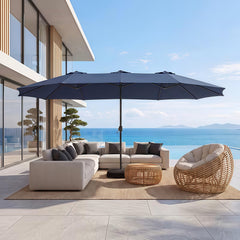 Bigroof front view of 15ft patio umbrella showing ample shade benefit