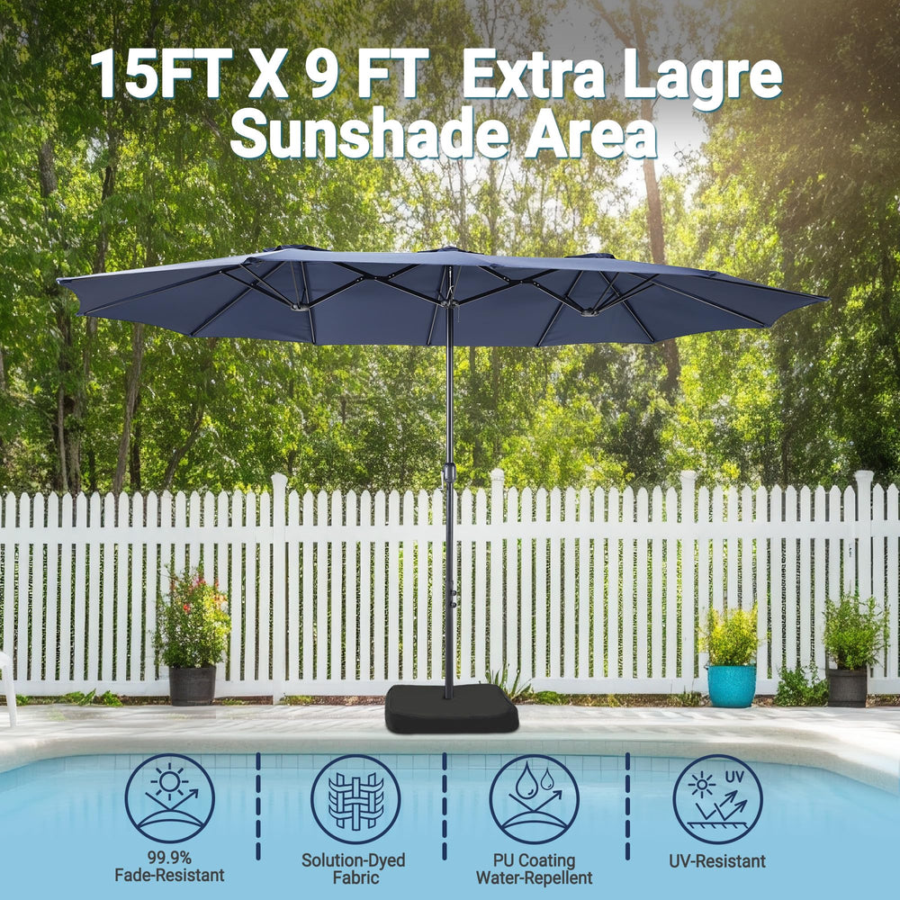 Bigroof umbrella base assembled with cross stand demonstrating stability