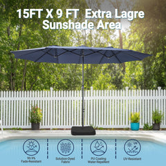 Bigroof umbrella base assembled with cross stand demonstrating stability