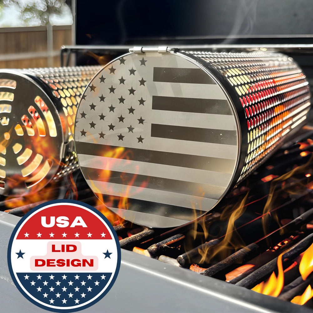 BigStep USA flag engraving on lid close-up, adds patriotic styling detail