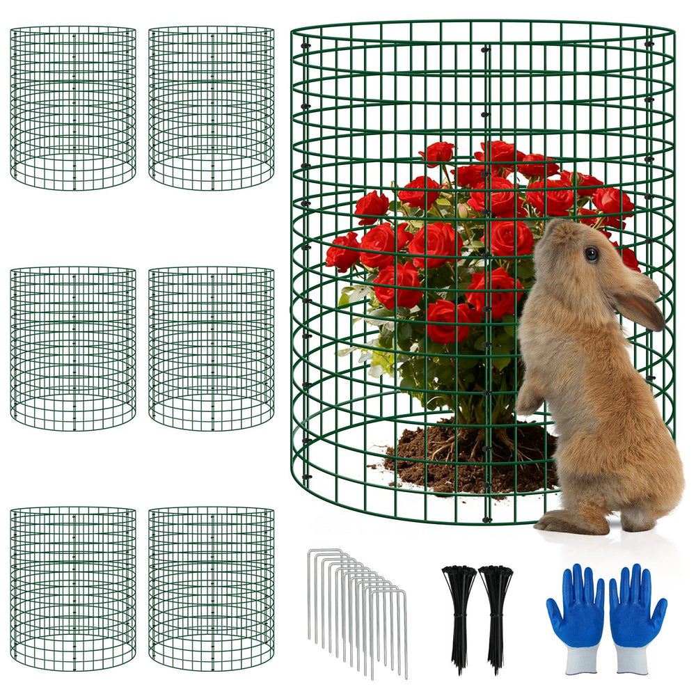 Bigwish front view of 6-pack kit showing panels and stakes protecting seedlings