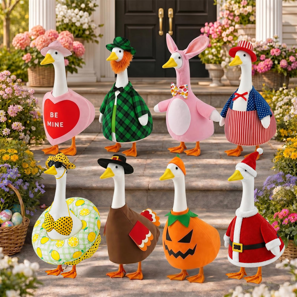 BIHDXL evening porch scene with goose in costume illustrating decorative impact