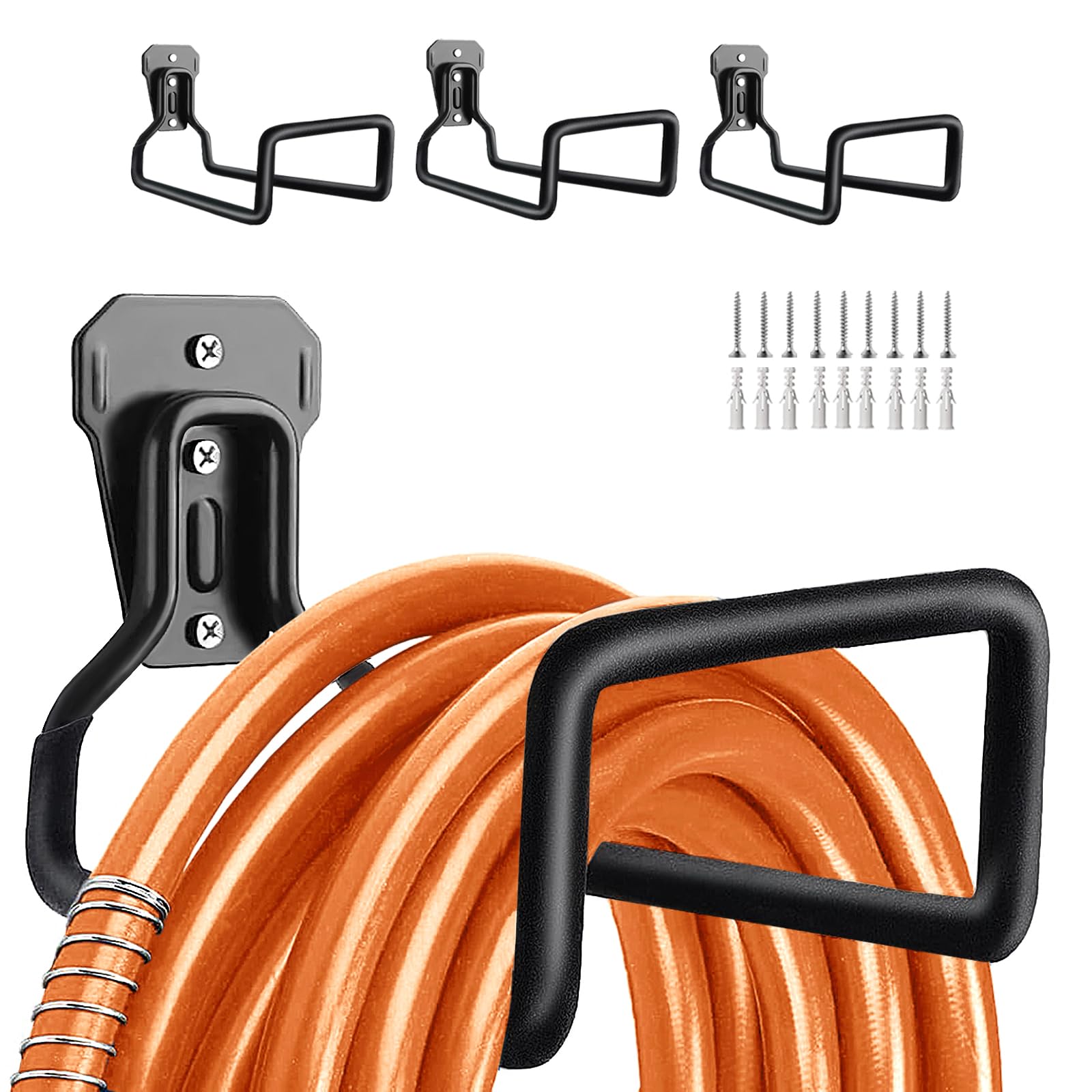 BIJOKETTEN front packaging showing three metal hose hangers and straps, durable storage