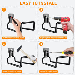 BIJOKETTEN hose coiled on wall hanger in garden, saves space and prevents kinks