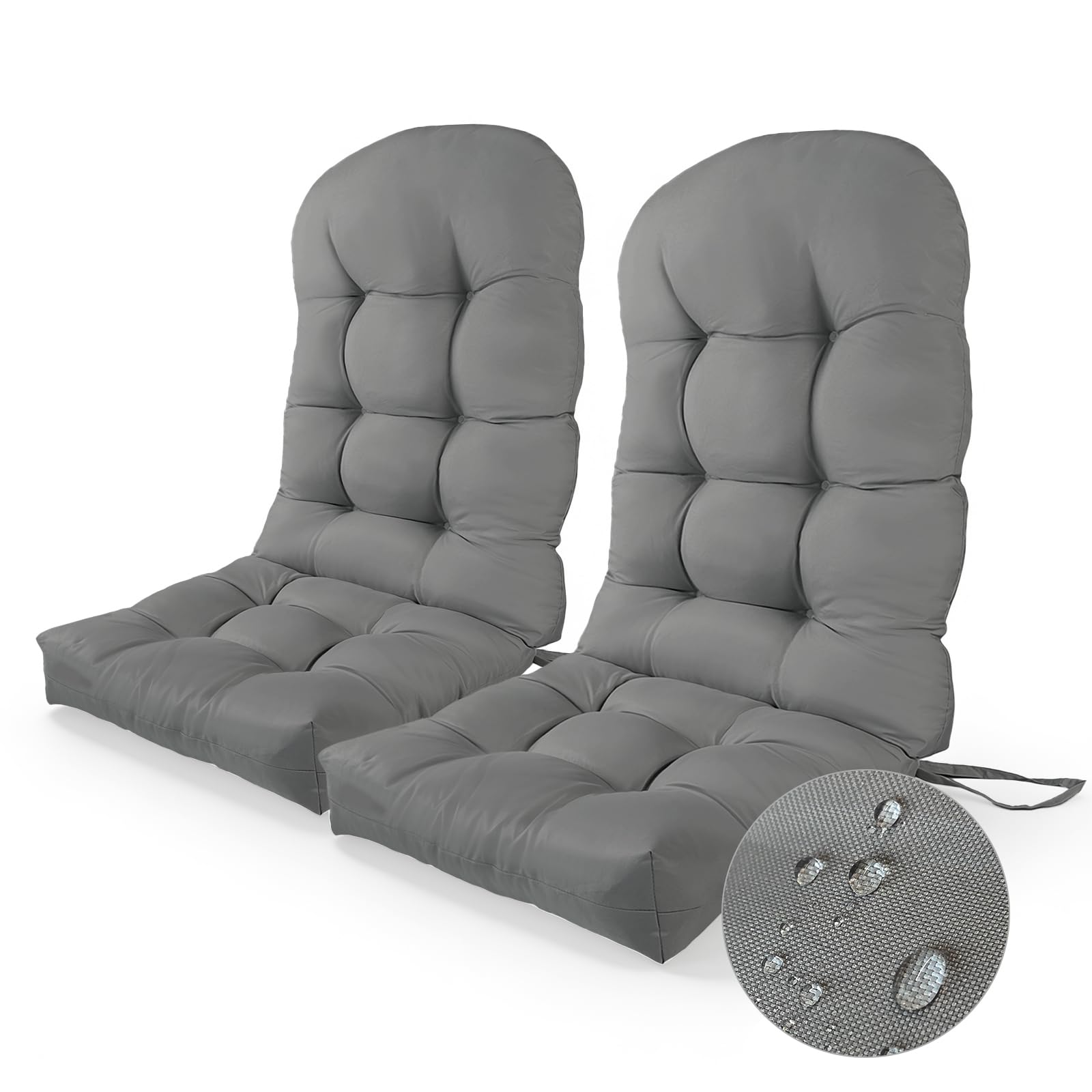 Bilimili front view of two dark grey Adirondack cushions showing neat finish and fit