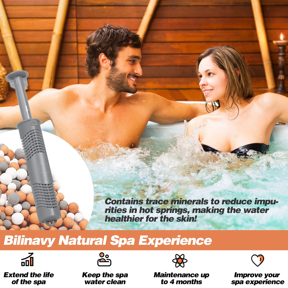 Bilinavy mineral sticks in a relaxing hot tub scene enhancing spa clarity