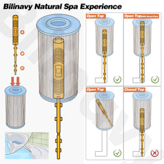 Bilinavy mineral stick installed inside a hot tub filter demonstrating easy fit