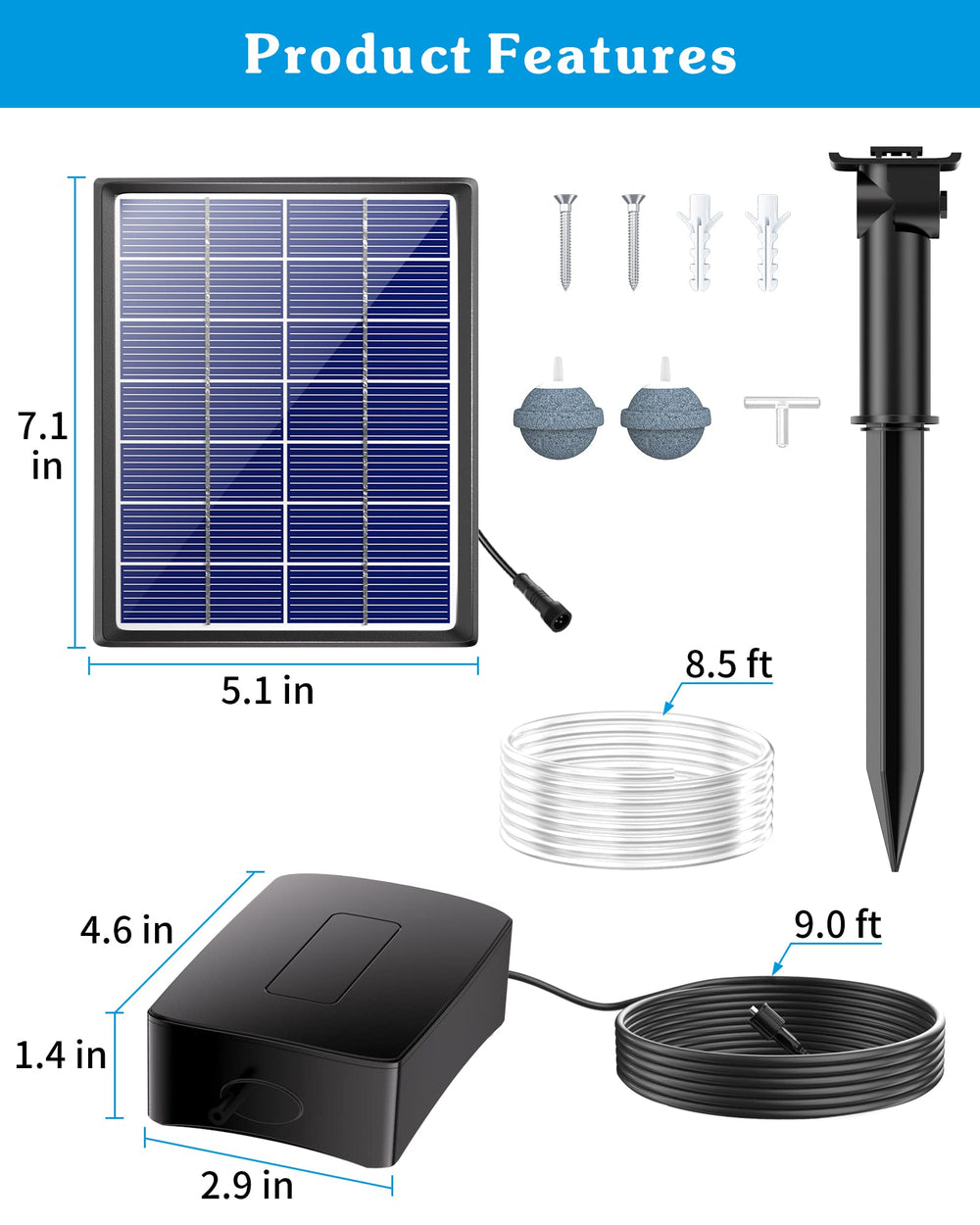 Biling diffuser and tubing layout ready for easy pond installation and oxygen delivery