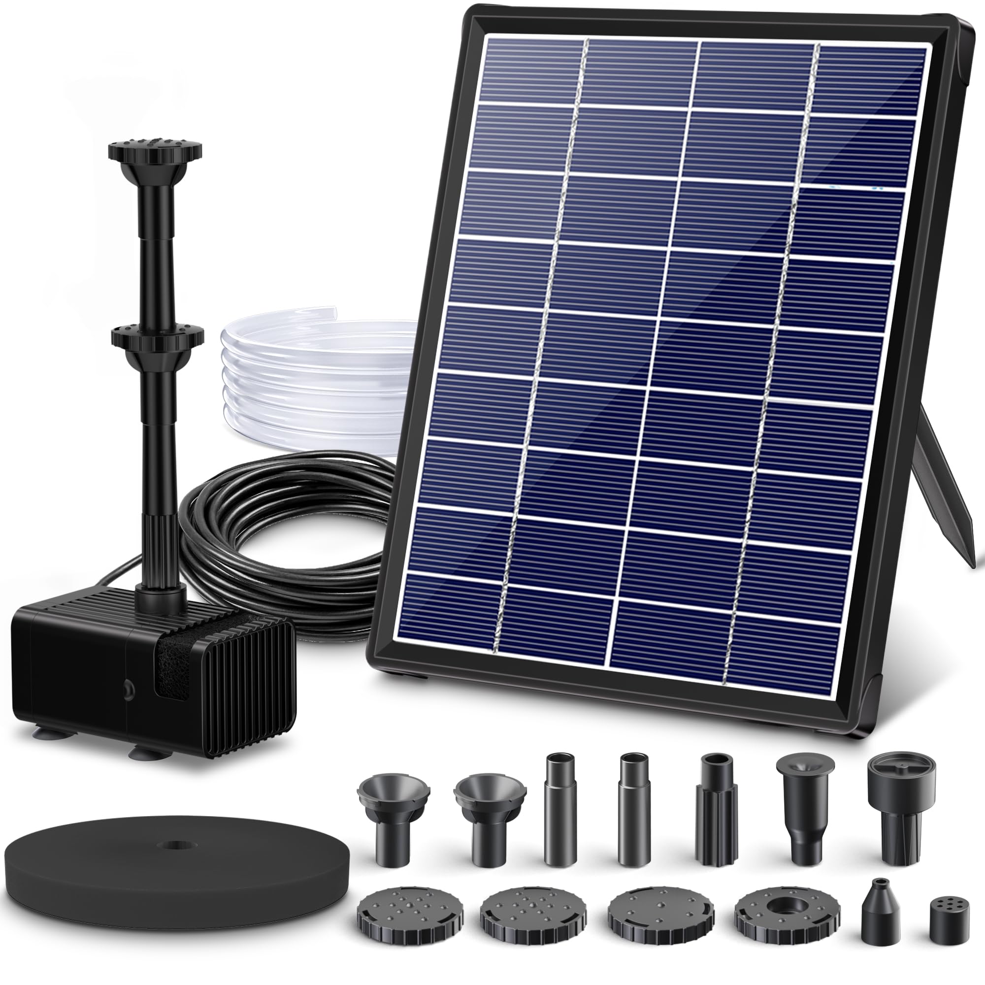 Biling front view of packed fountain kit showing ready-to-install components and benefits