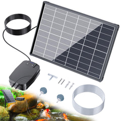 Biling front view of solar aerator showing solar panel and dual outlets for reliable aeration