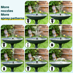Biling nozzle variety laid out displaying eight spray options for creative water displays