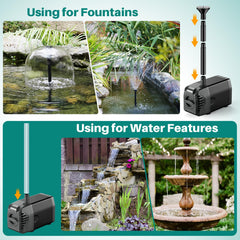 Biling pump installed in garden pond showing quiet, aesthetic water flow