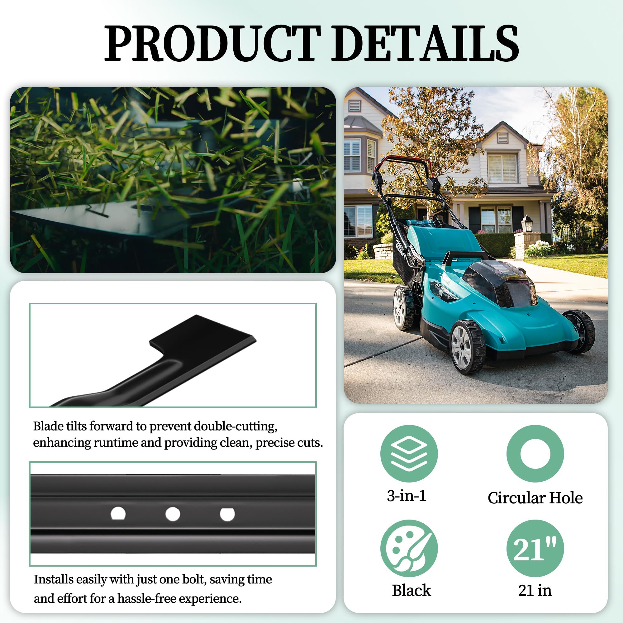 BiLLNE blade installed on Ma-kita mower demonstrating easy one-bolt fit