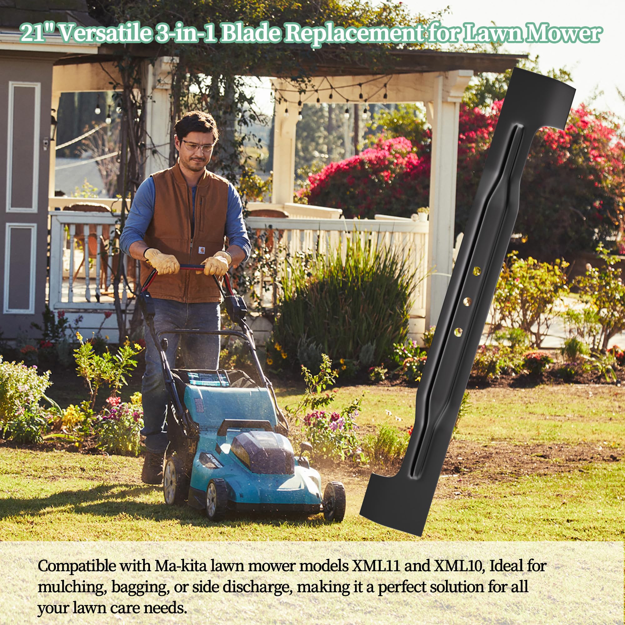 BiLLNE blade mulching grass to fine clippings promoting even lawn cover