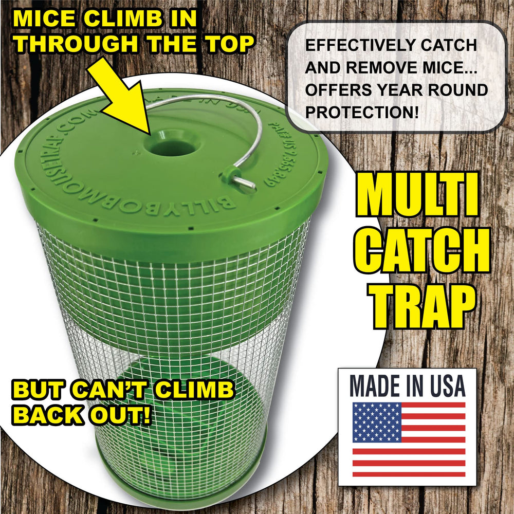 Billy-Bob top entry hole funnel that reliably guides mice inside