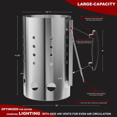 The Bincho Grill interior showing airflow grate and quick charcoal ignition benefit