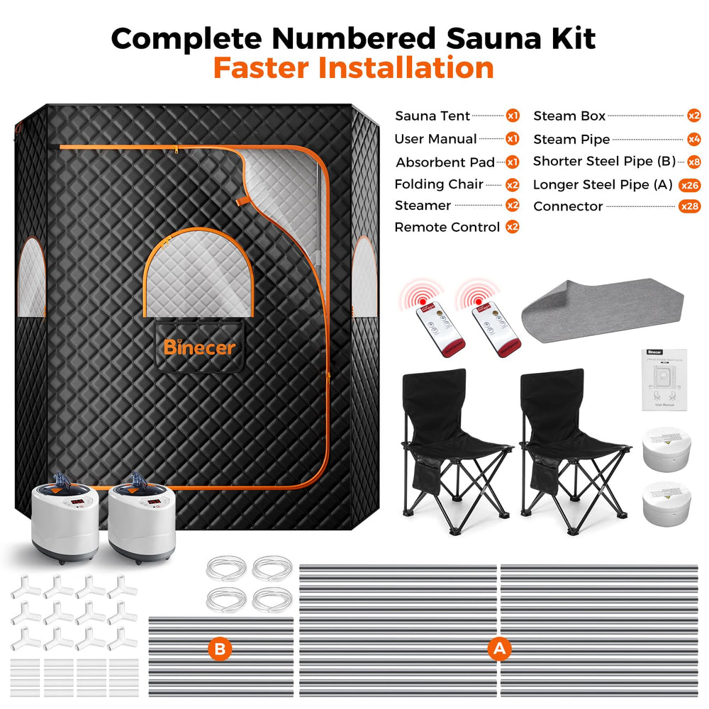 Binecer sauna tent in a living room showing at-home relaxation setup benefit