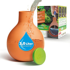Bio Green Hydro MAX M front view showing compact self-watering vessel and benefit of consistent irrigation