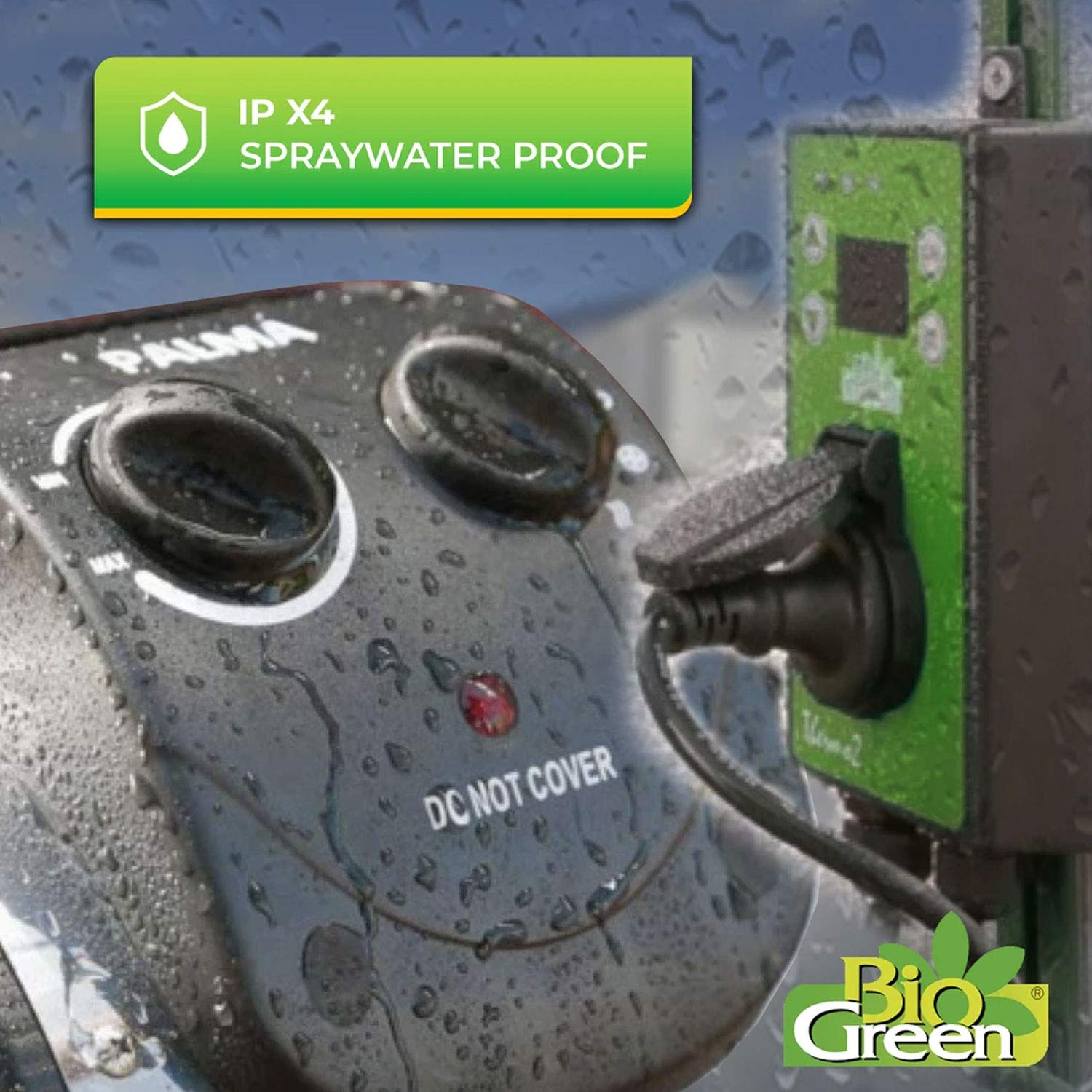 Bio Green PALMA next to plant pot to show scale and space-saving footprint