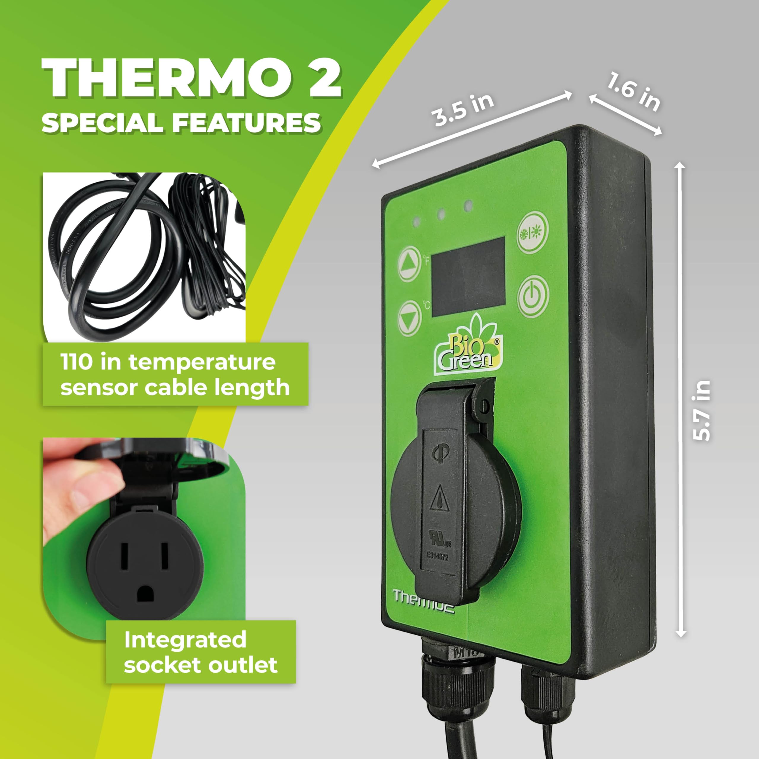 Bio Green Thermo2 clear digital display close-up for fast temperature checks