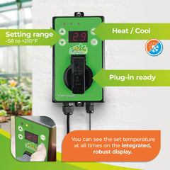 Bio Green Thermo2 mounted in greenhouse controlling ventilation for plant protection