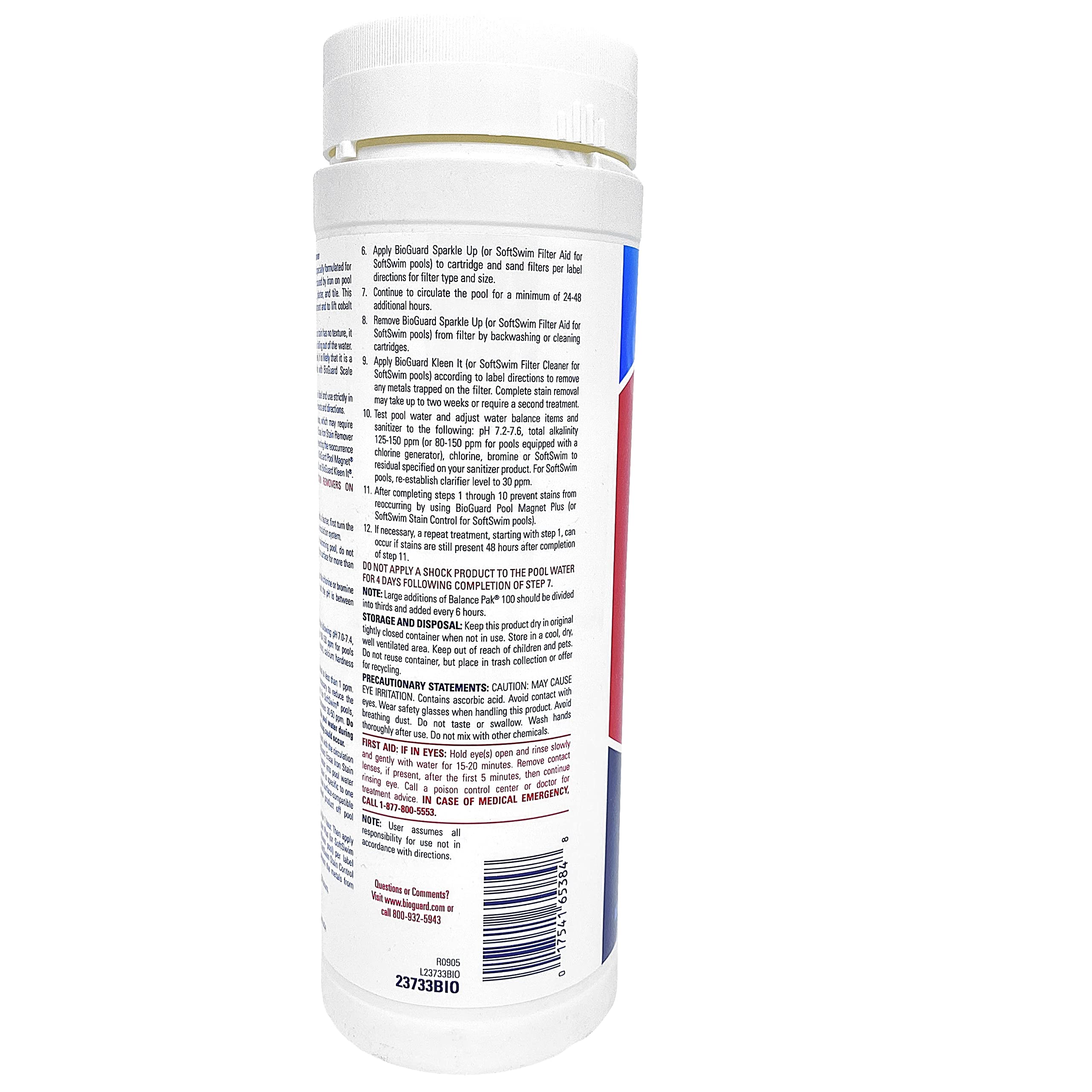 BioGuard Erase in use on pool stain demonstrating stain removal benefit