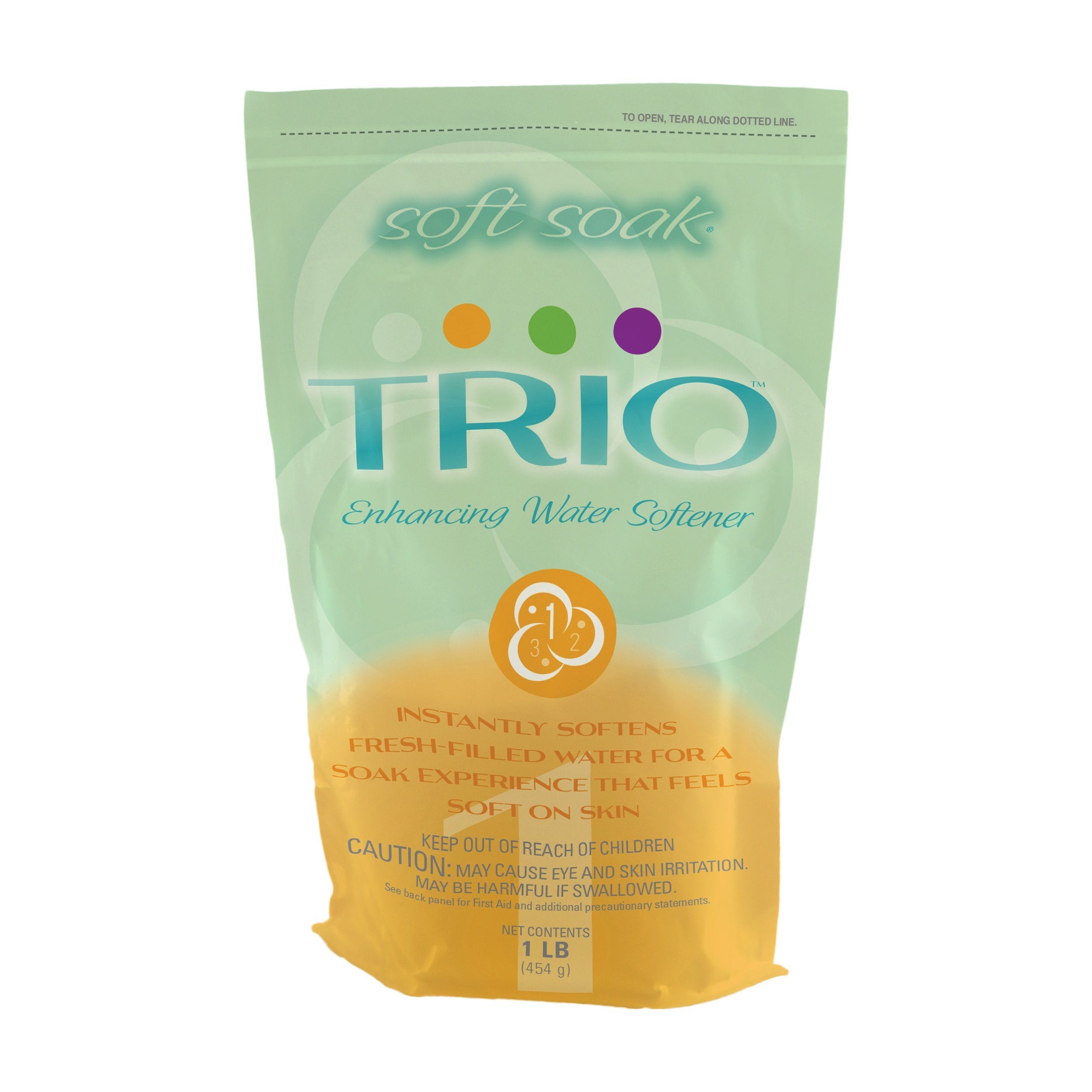 Hand pouring BioGuard TRIO packet into hot tub demonstrating easy weekly use and quick application