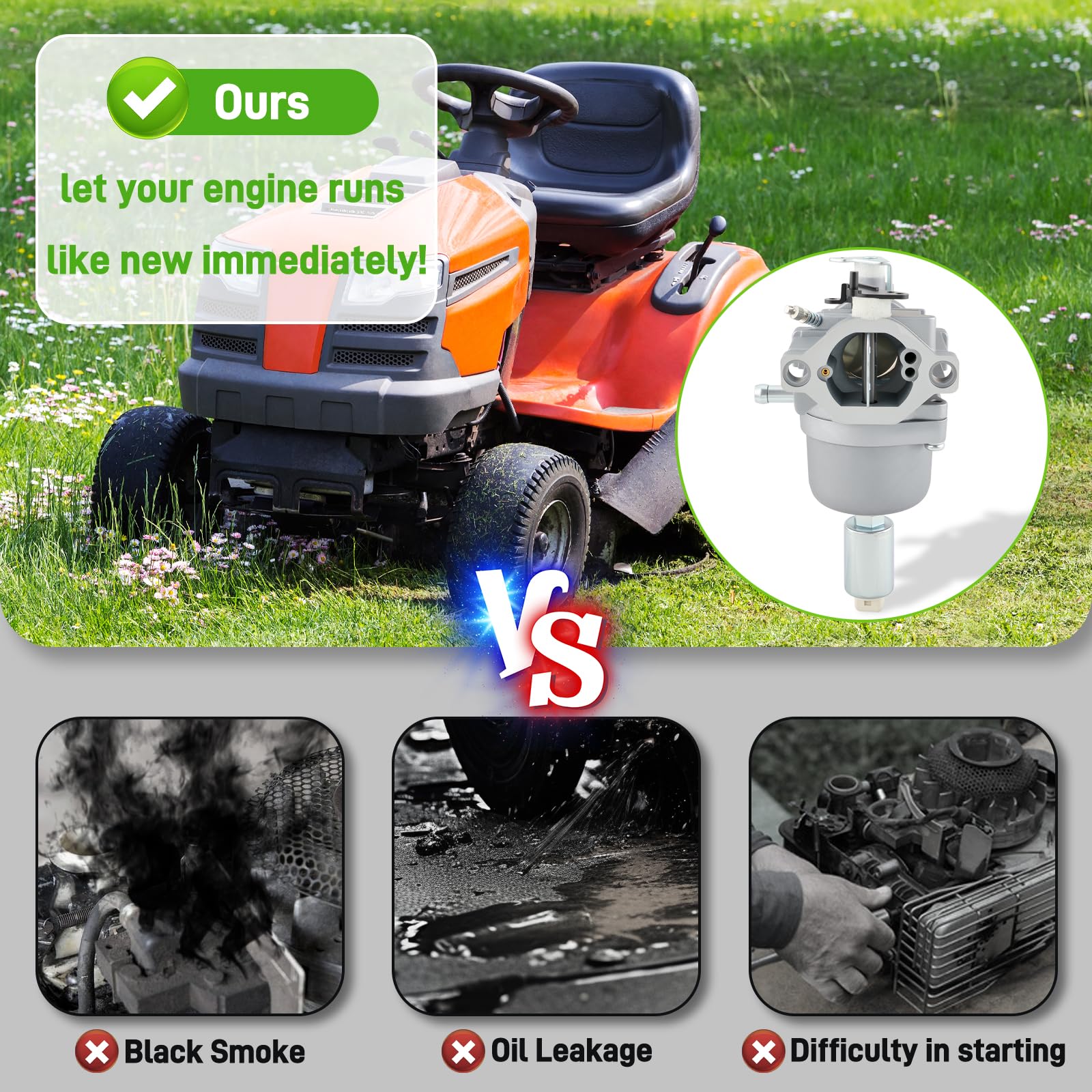 BioLion kit installed on a John Deere lawn tractor for restored performance
