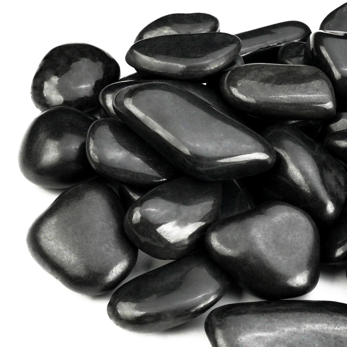 BIOMAND front of bag showing 18lb black river rocks and packaging benefit