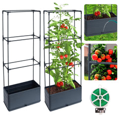 Biotol front view of two assembled planters showing compact setup and space-saving benefit