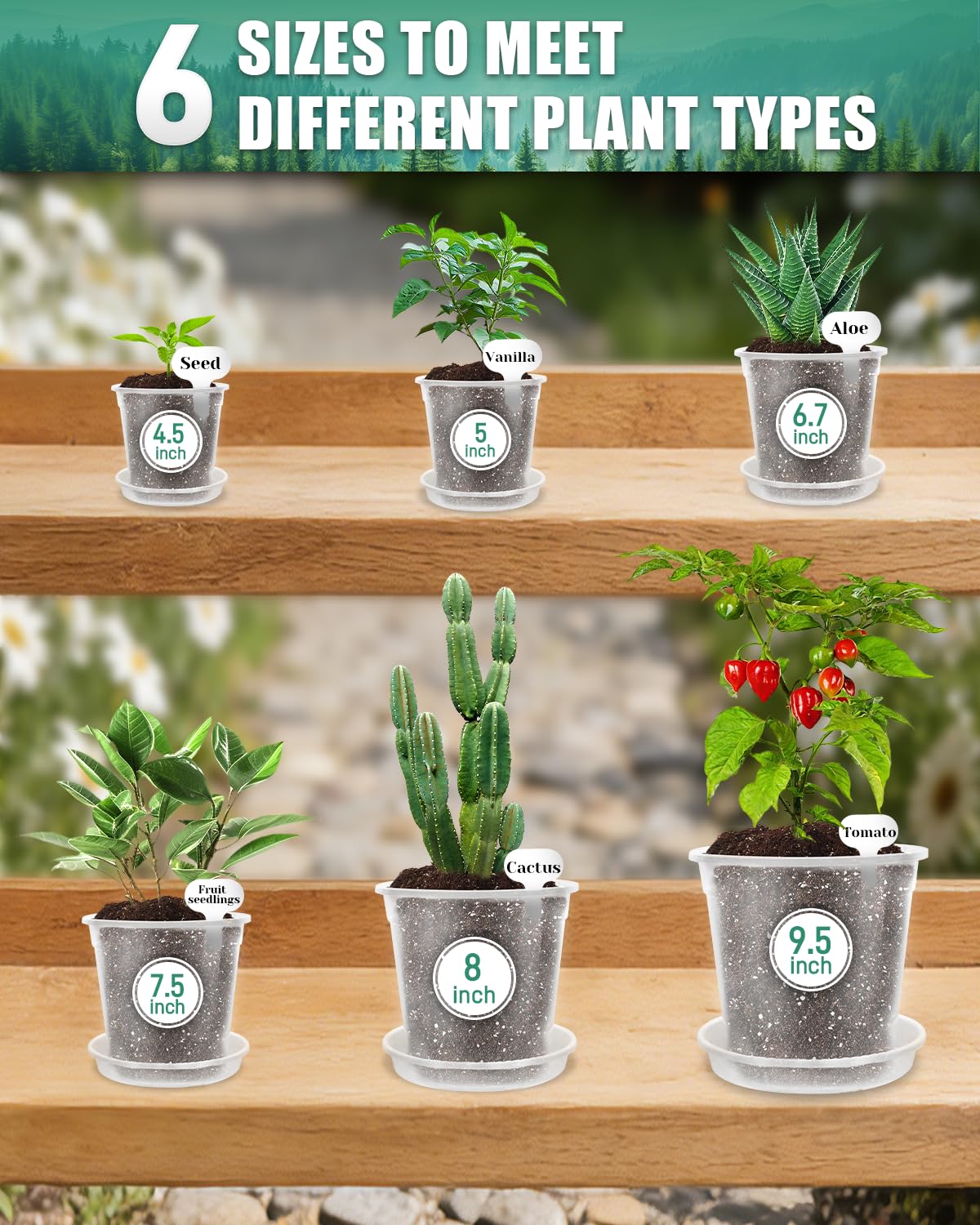 Biotol plant labels and arranged pots, enables organized tracking benefit