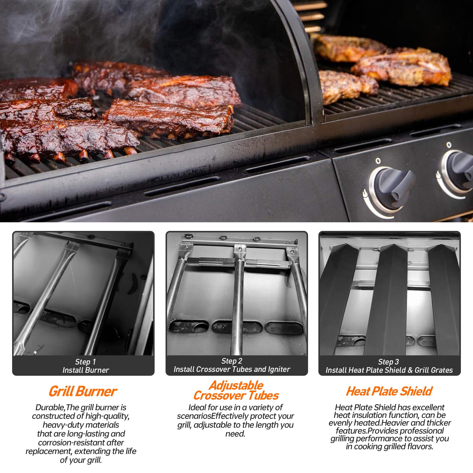 BIQetrae parts installed inside Oklahoma Joe's grill showing restored even cooking