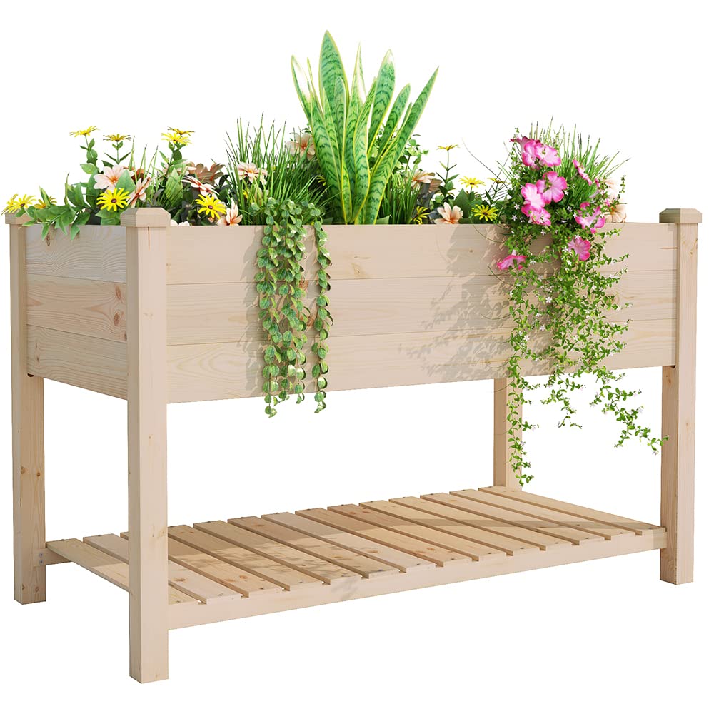 BIRASIL front view elevated garden bed showing planting area and legs for ergonomic gardening