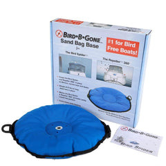Bird B Gone sand bag base front view showing stable weighted design and easy placement
