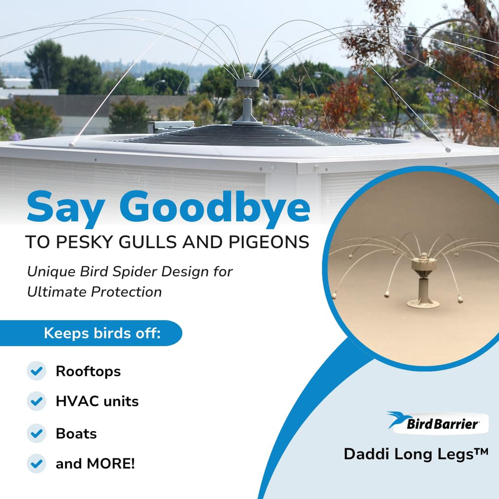 Bird Barrier close-up of stainless rods with blunt tips for safe, tangle-free deterrence