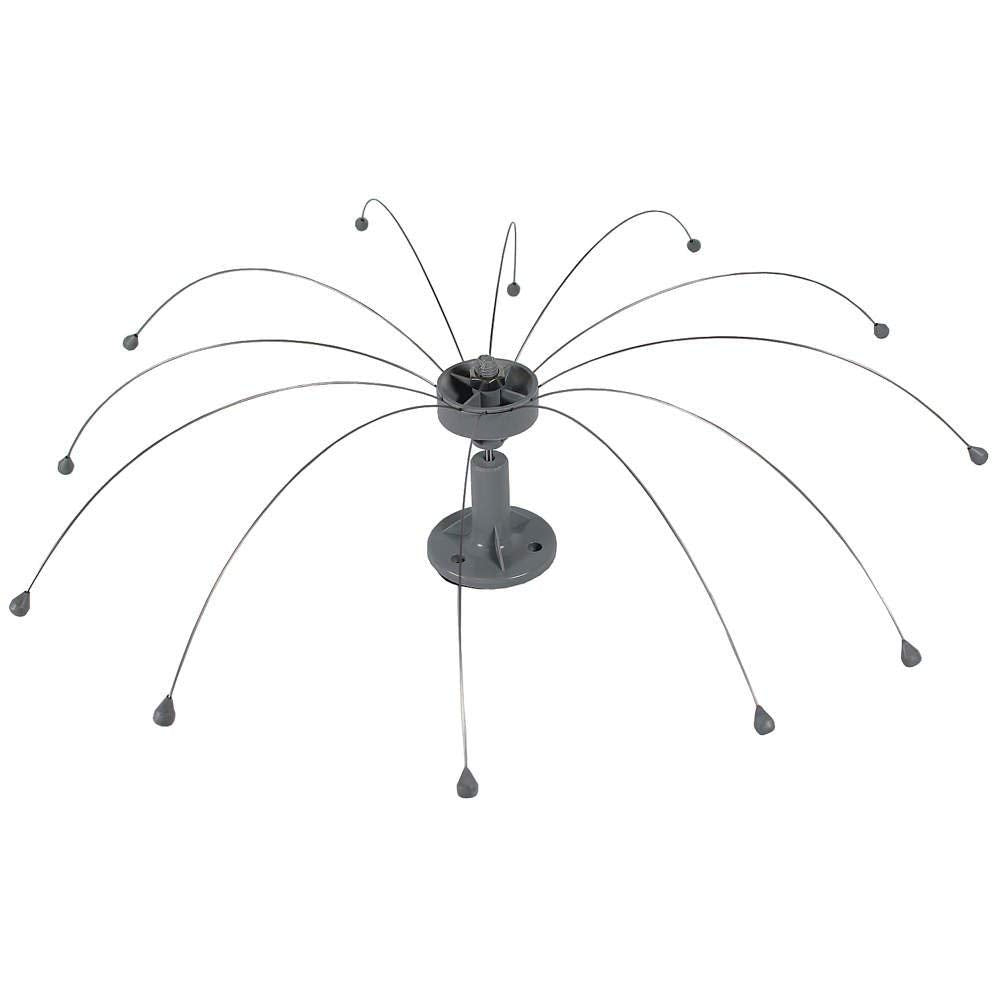Bird Barrier front view of 4 ft Daddi Long Legs showing full rod sweep protects deck
