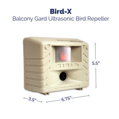 Bird-X Balcony Gard mounted on balcony railing demonstrating targeted coverage