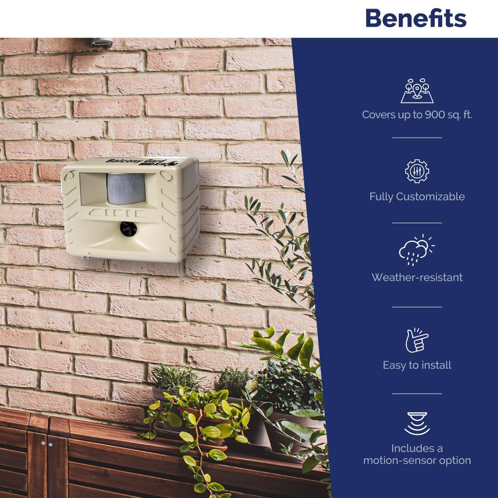 Bird-X Balcony Gard power cord and battery compartment offering flexible power