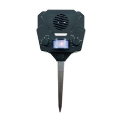 Bird‑X front view showing the solar yard gard deterring wildlife effectively